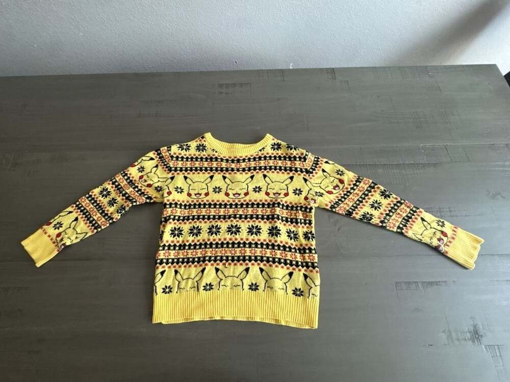 Pokemon Pikachu Nordic Snowflake Pattern Holiday Knit Sweater